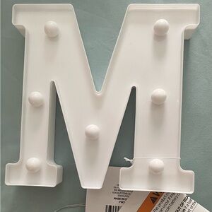 NWT White LED Letter M Wall Decor